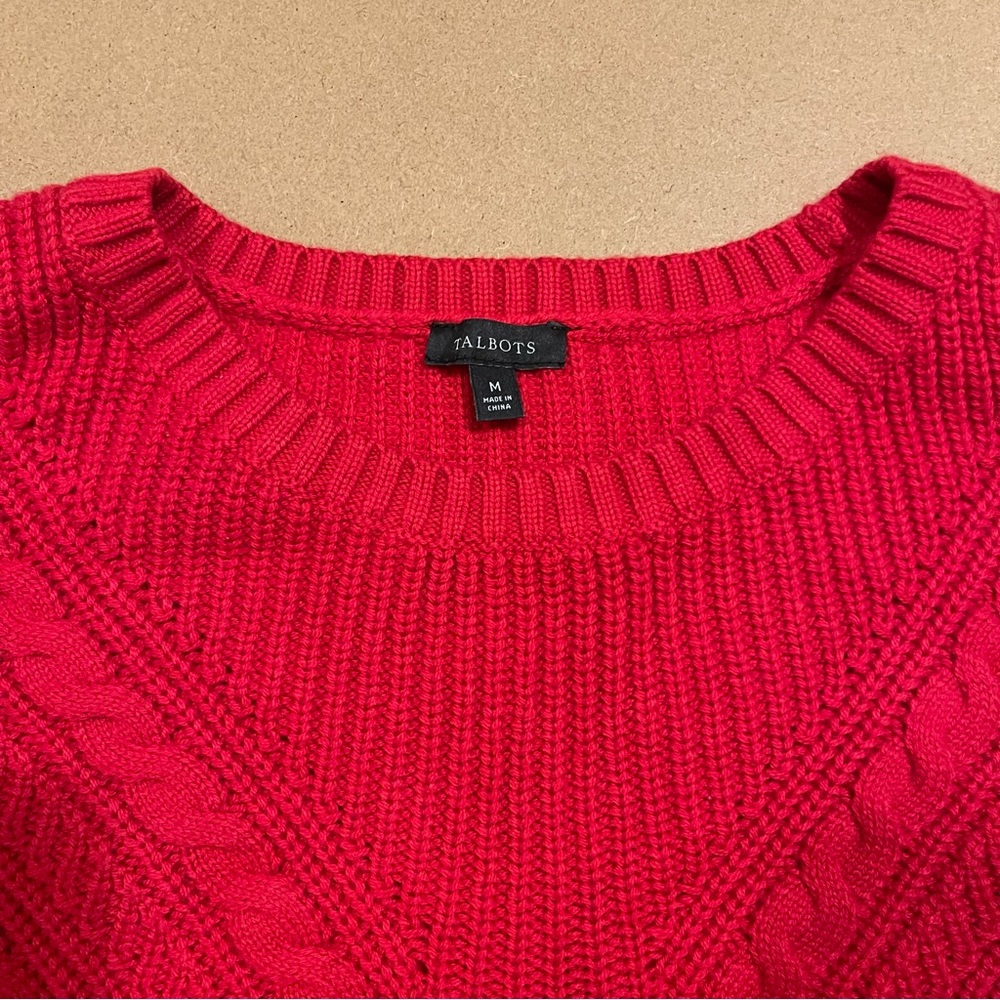 Talbots Red Cable Knit Sweater - Picture 6 of 7